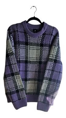 Chic Plaid Soft Comfortable Casual Wear Round Neckline Lined Pullover Size M NWT